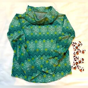 Mint/Green and Yellow Patterned Kids Long Sleeved Shirt